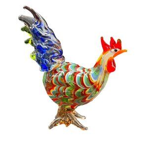 Fitz And Floyd Art Glass Rooster Collectible Handcrafted Multicolor Menagerie